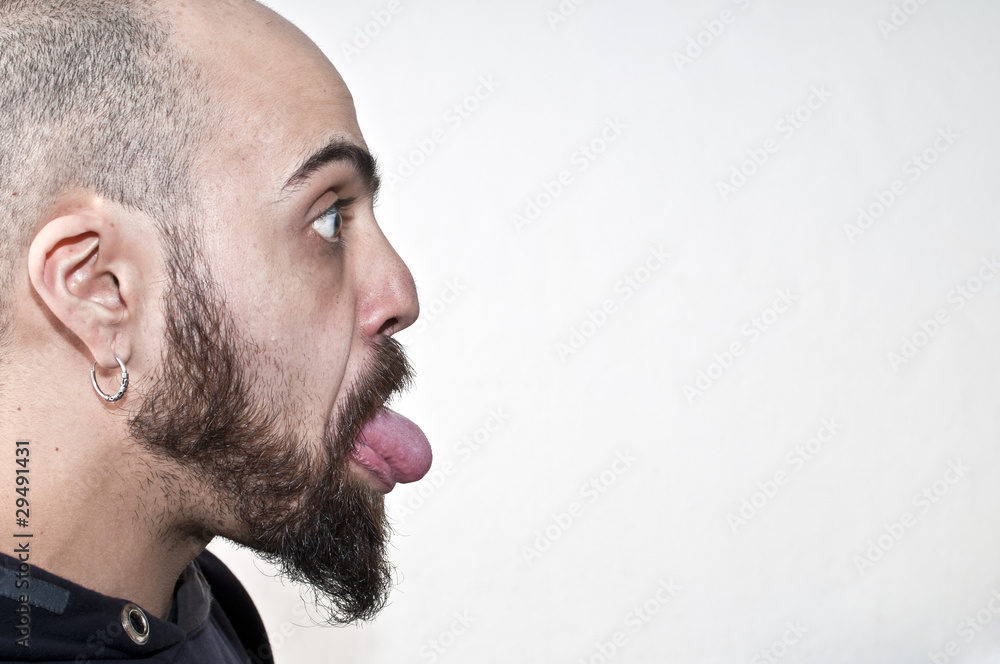 Obraz premium man that makes the tongue