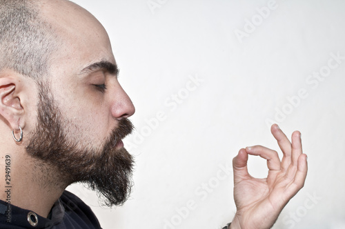 Man with beard in meditation