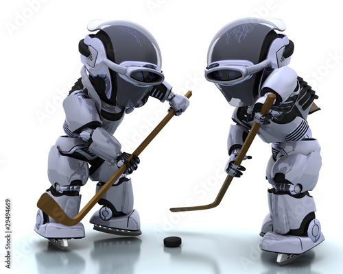 Photography Robots playing icehockey