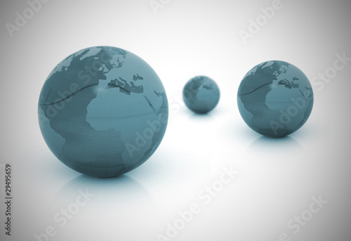World globes blue illustration background