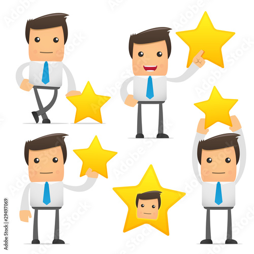set of funny cartoon manager