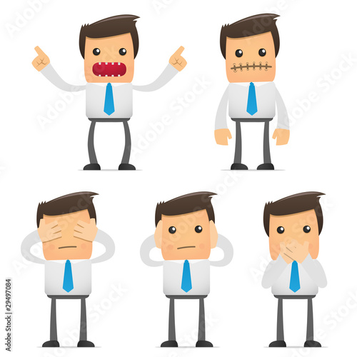 set of funny cartoon manager