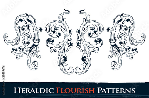Set of heraldic flourish  patterns