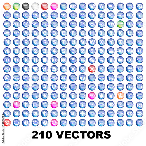 Collection of 210 pictos glossy icons web 2.0