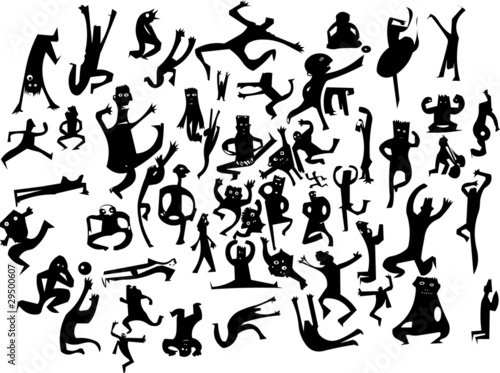 People silhouettes in different situations