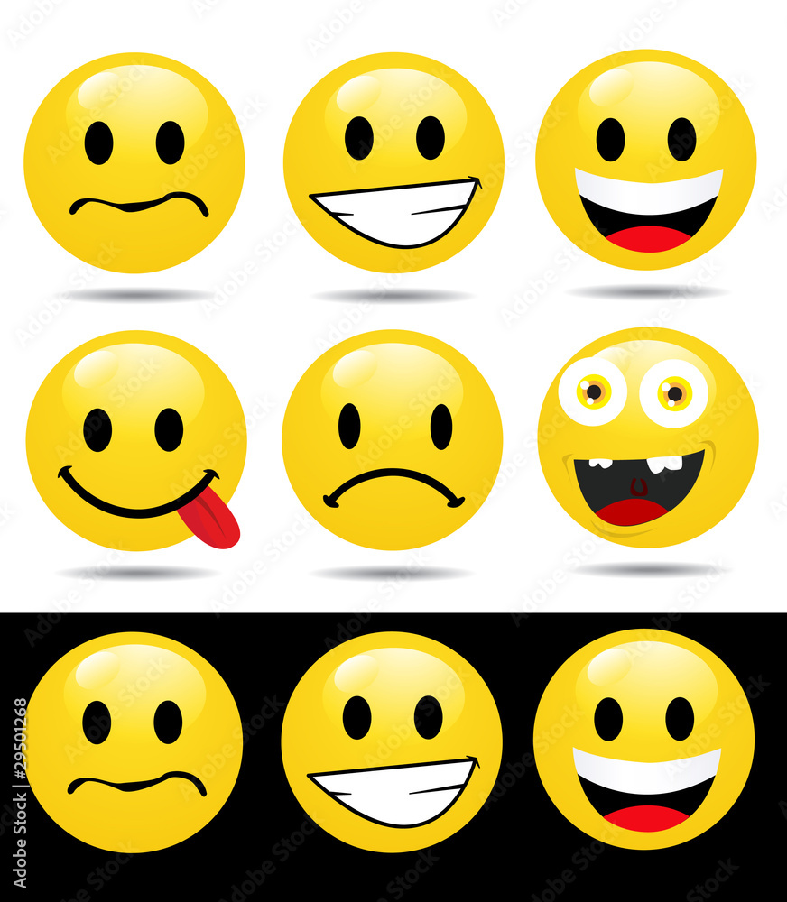 Fototapeta premium Set of characters of yellow emoticons