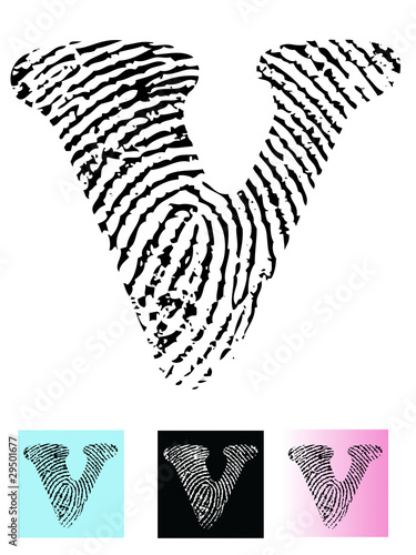Fingerprint Alphabet Letter V