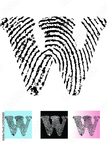 Fingerprint Alphabet Letter W