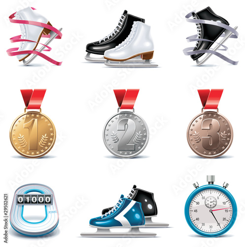 Vector ice skating icon set