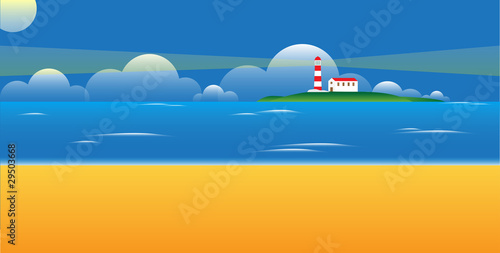 lighthouse on a island at night