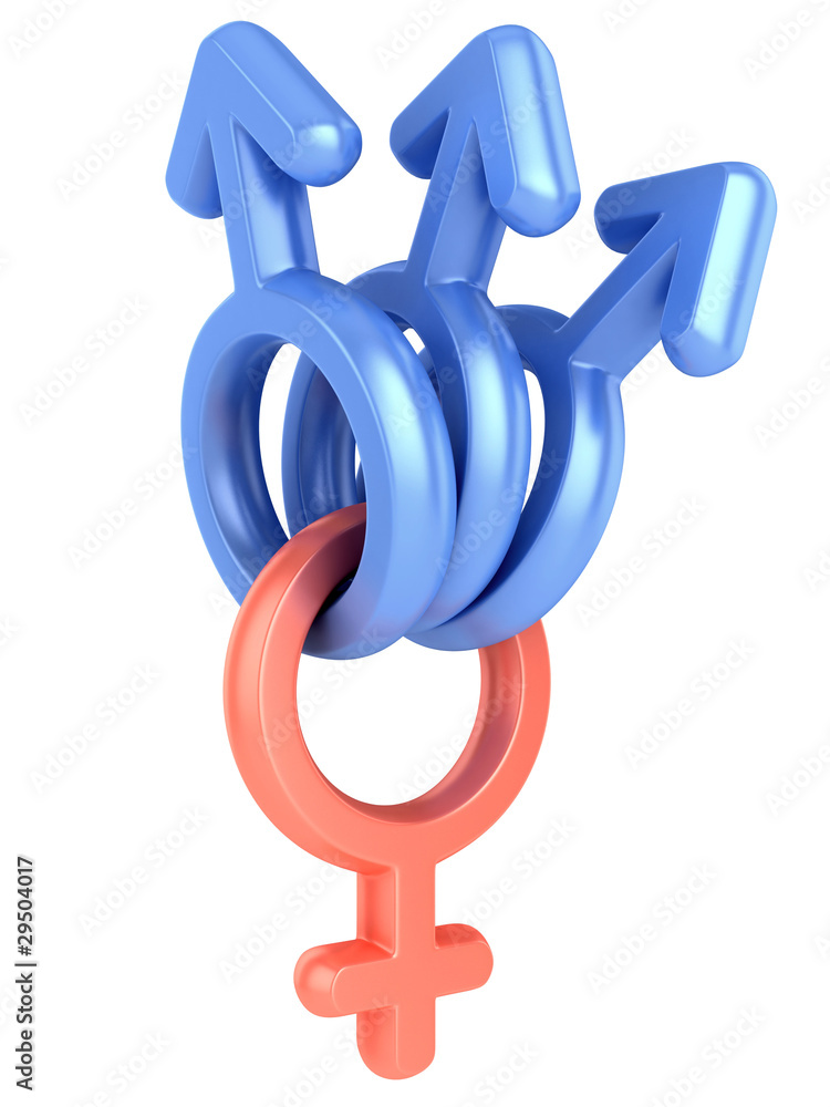 Adultery or a polygamy 3d concept Adultery or a polygamy 3d concept
