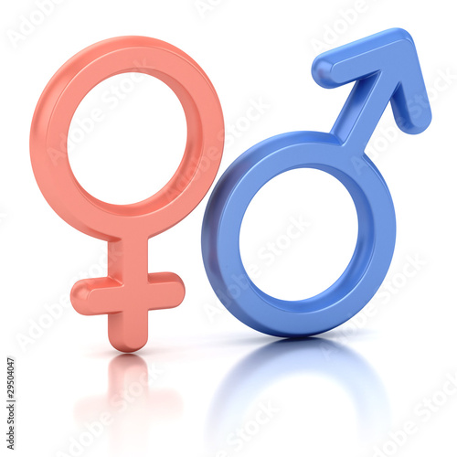 male and female sex symbols isolated over white background