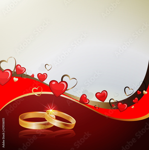 Background with hearts and rings