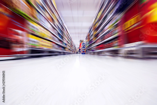 Low angle Move motion in supermarket