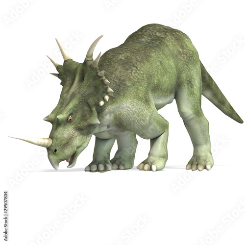 Dinosaur Styracosaurus. 3D rendering with clipping path and photo