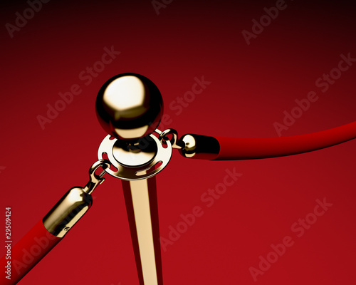 Fotografi Brass stanchion with red velvet rope