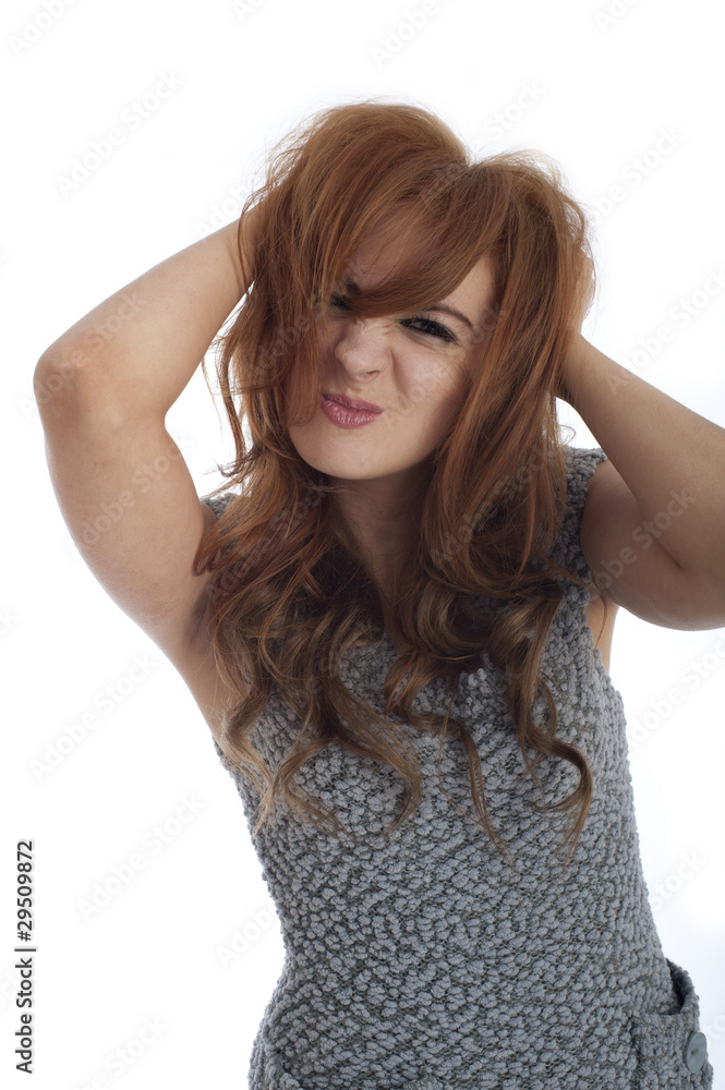 Cute female pulling a face isolated Cute female pulling a face isolated