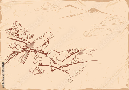 Hand-drawn illustration of birds