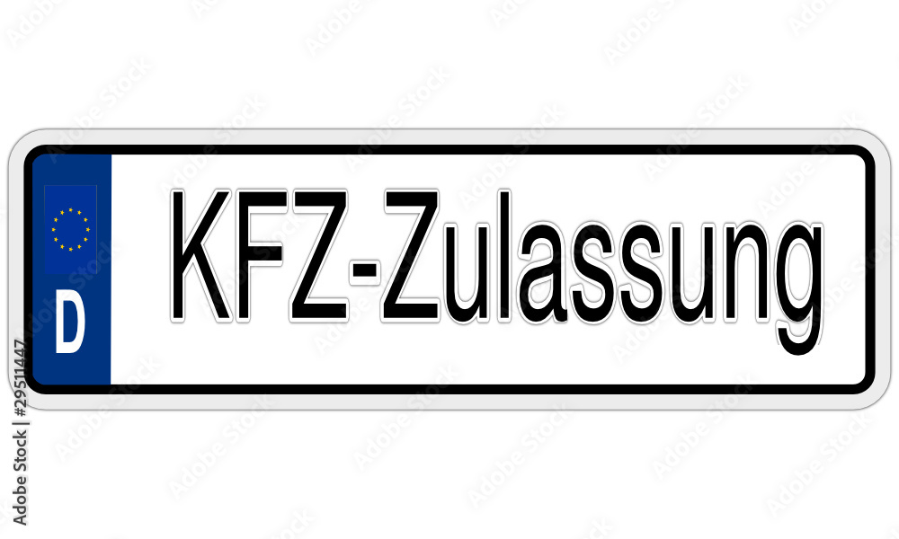 Autokennzeichen KFZ-Zulassung Stock Vector