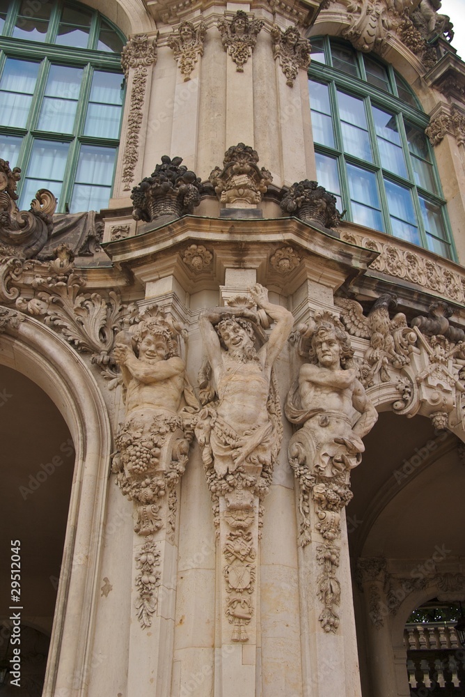 Three satyrs on Zwinger Palace Wallpavillion, Dresden