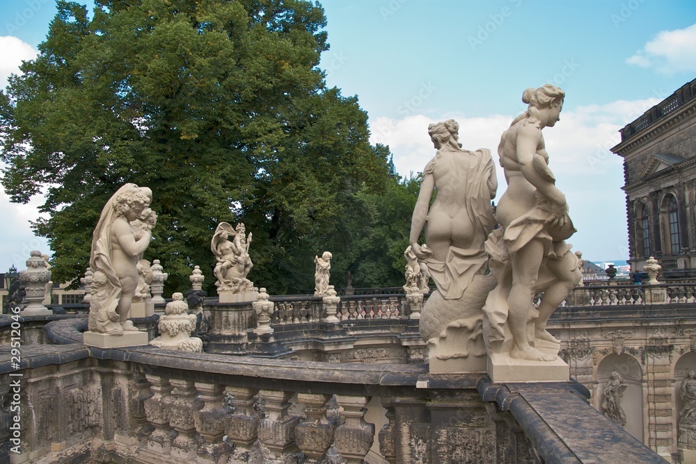 Statues on the roof of the Zwinger Palace, Dresden