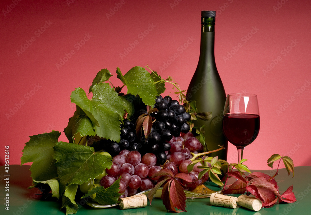 Red wine and grape still-life