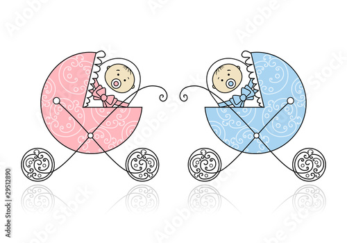 Newborn in baby's buggy for your design