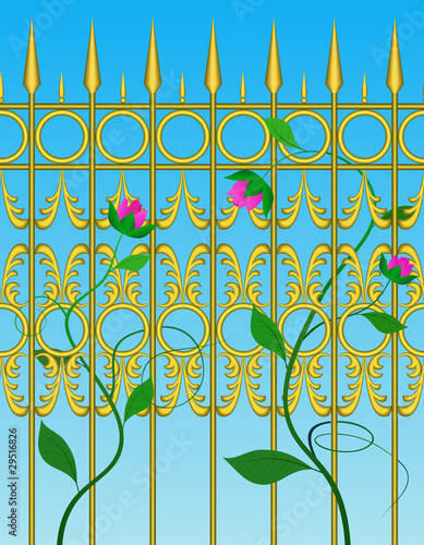 Fence and flower.