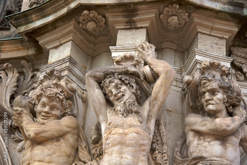 Three satyrs on the Wallpavillion of Zwinger Palace, Dresden