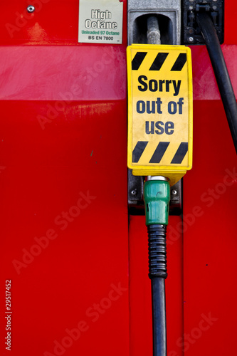 Petrol pump with out of use sign