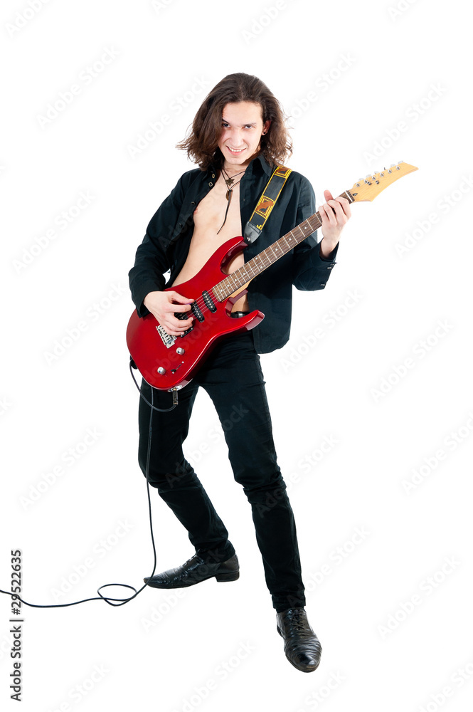 guitarist with red guitar