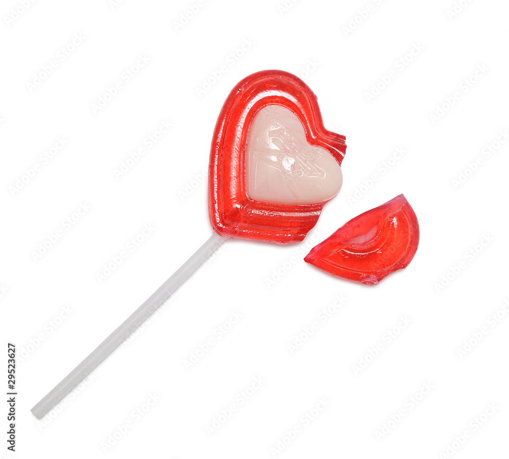 Red heart shaped lollipop Red heart shaped lollipop