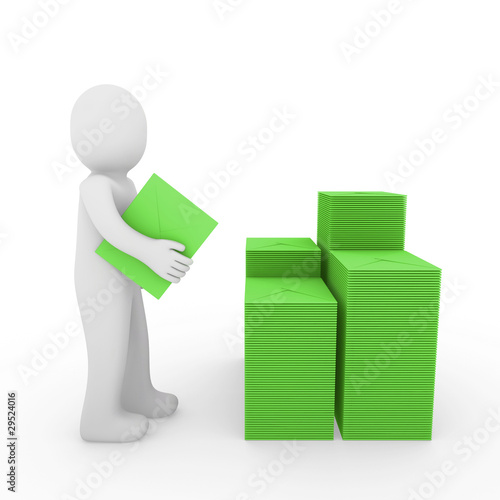 3d human letter mailbox green