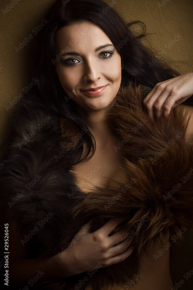 attractive glamor girl with brown boa attractive glamor girl with brown boa