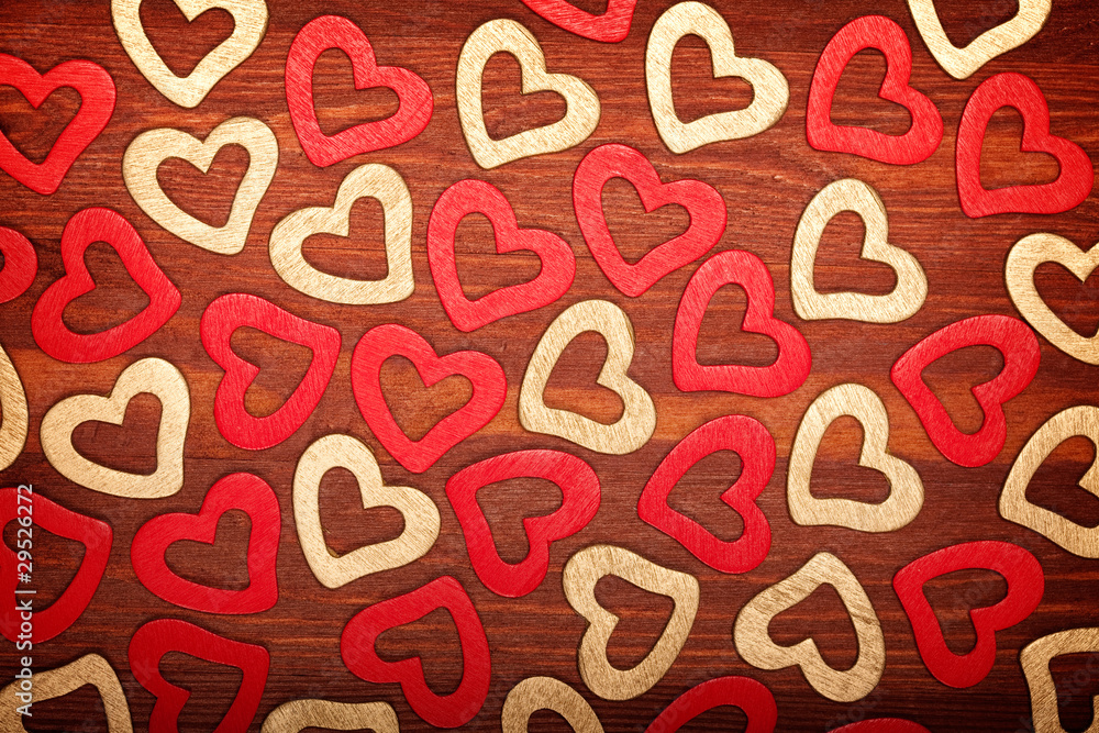 Wooden hearts - valentine background Wooden hearts - valentine background