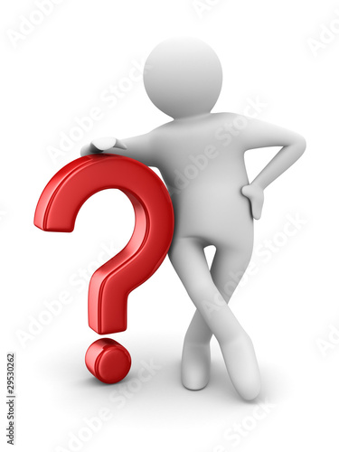man with question on white....