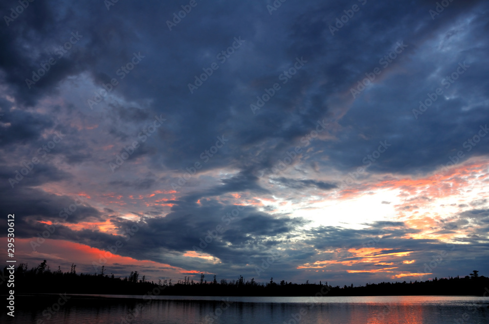 Dramatic Sky on a Remote Wilderness Lake at Sunset