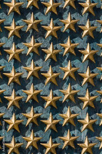 Gold Stars on Wall National World War II Memorial.