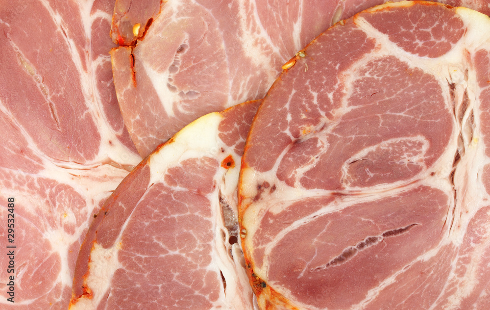 Several slices of hot capicola Several slices of hot capicola