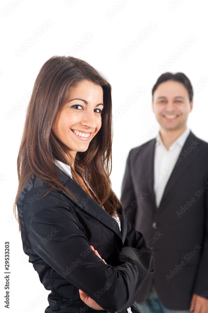 Businesswoman and businessman isolated on white Businesswoman and businessman isolated on white