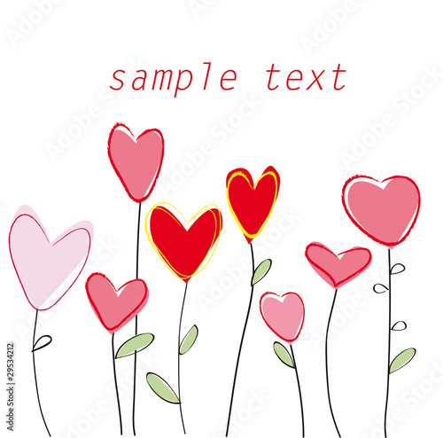 beautiful abstract bright heart flowers on white background