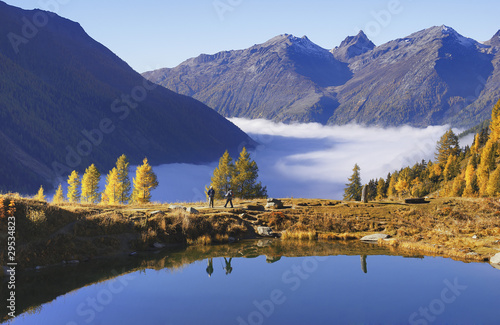 Bild auf Leinwand Schwarzsee, Seematte, Lötschental, Wallis, Schweiz, Europa