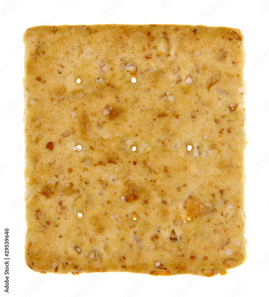 A square whole wheat cracker isolated on white..