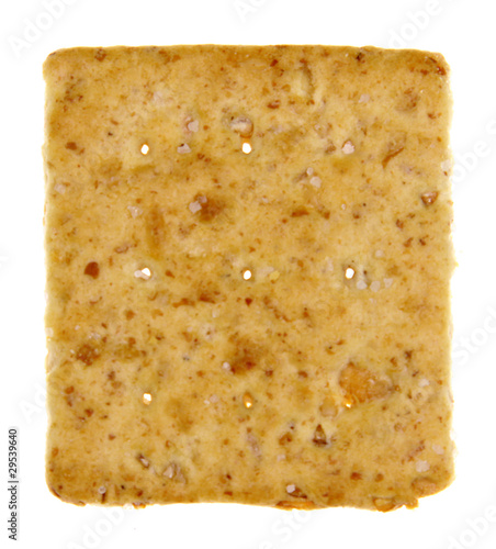 A square whole wheat cracker isolated on white..