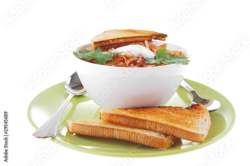 vegetable soup and toasts