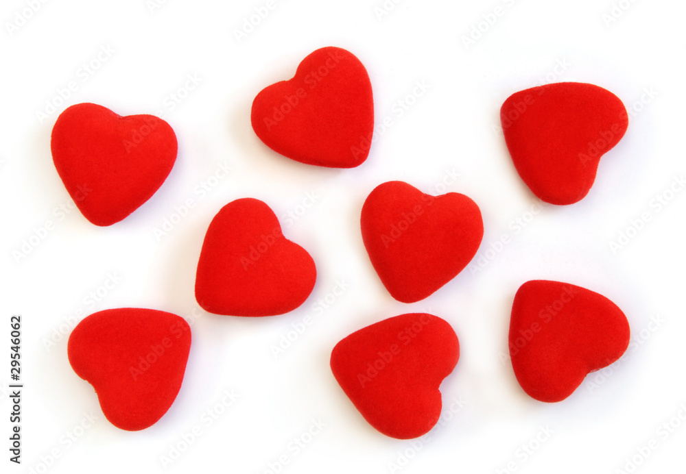 Red fluffy hearts