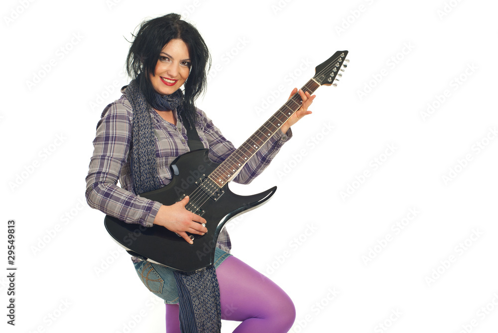 Beauty woman playing guitar