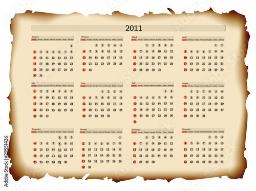 2011 calendar template