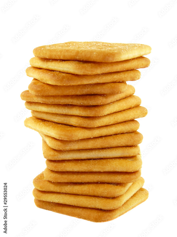 Tasty crackers with salt isolated on a white background Tasty crackers with salt isolated on a white background