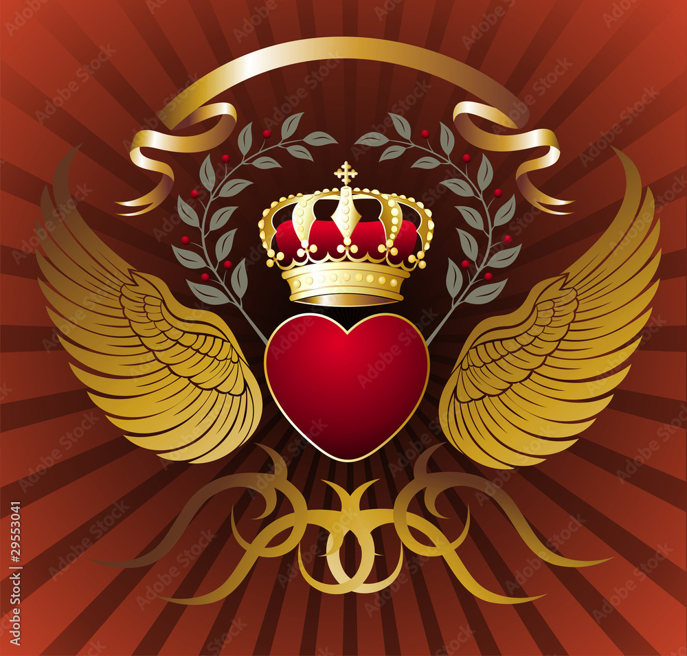 heart with wings and crown
